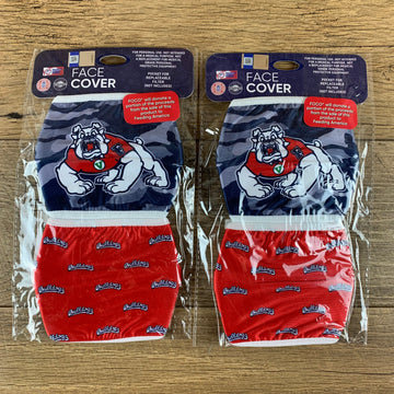 NCAA Fresno State Bulldogs ADULT SIZE Game Day Adjustable Face Mask Two Packs (4 Masks)