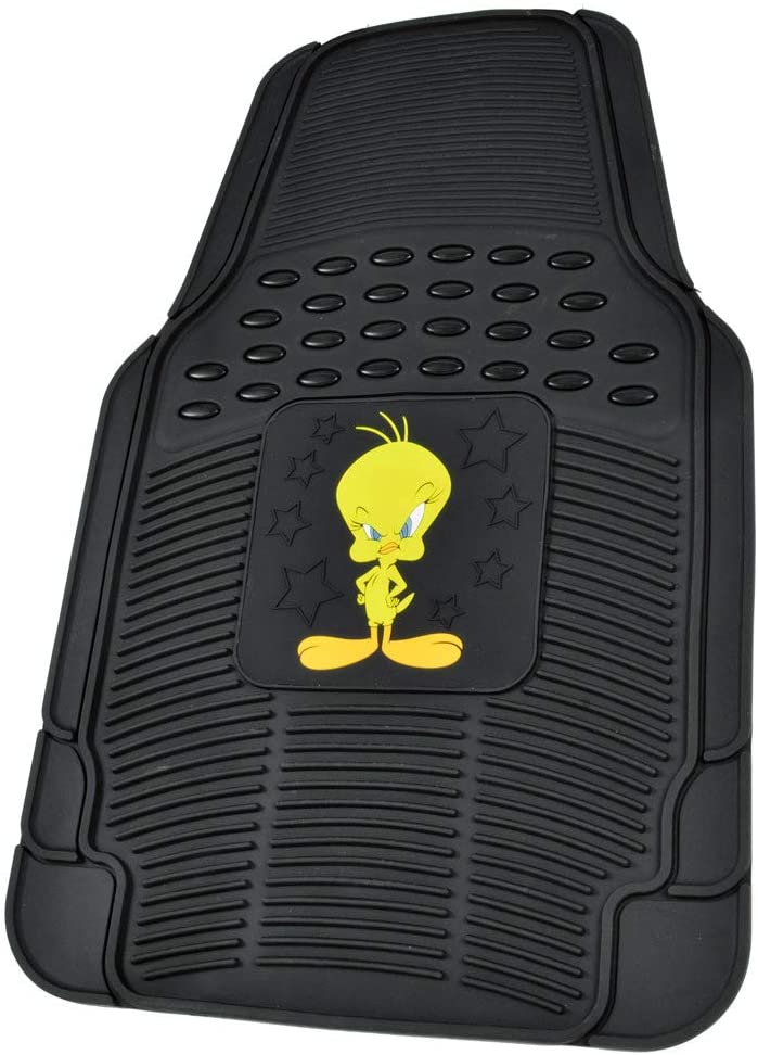 BDK Tweety Bird All Weather Interior Auto Protection Heavy Duty Rubber Universal Floor Mats Officially Licensed Warner Bros Looney Tunes