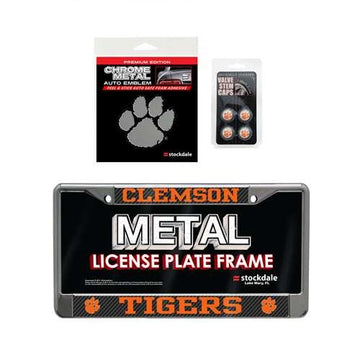 Clemson Tigers NCAA Official 3pc License Plate Automotive Fan Kit - jacks-good-deals