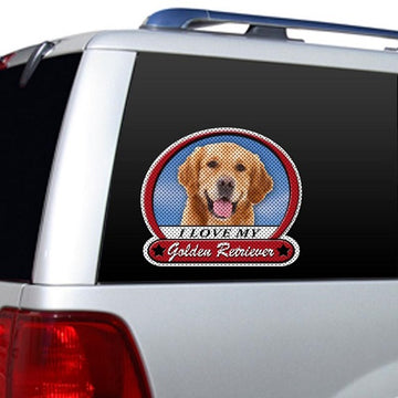 I Love My Golden Retriever Dog Picture Large Window Film Decal Sticker