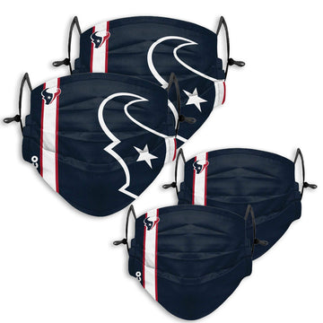 NFL Houston Texans ADULT SIZE Game Day Adjustable Face Mask Two Packs (4 Masks)