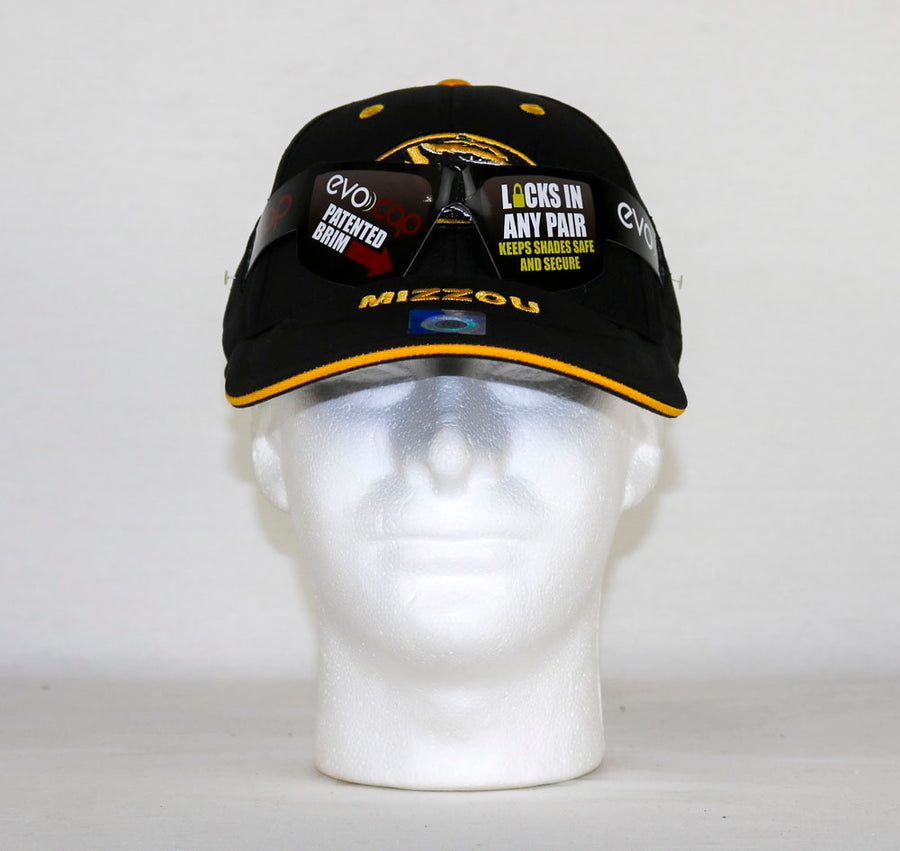 NCAA Missouri Tigers Mizzou Black EVOCAP Baseball Hat Built in Sunglasses Holder - jacks-good-deals