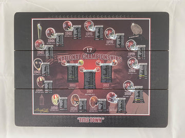 ALABAMA FOOTBALL TITLE TOWN NATIONAL CHAMPS PRINT ON WOOD PALLET PICTURE