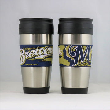 Milwaukee Brewers MLB Officially Licensed 15oz Stainless Steel Tumbler w/ PVC Wrap