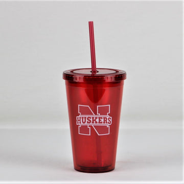 Nebraska Cornhuskers NCAA Licensed 16oz Sip-N-Go w/ Lid and Straw Double Walled Cup