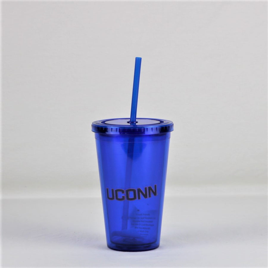 Connecticut Huskies NCAA Licensed 16oz Sip-N-Go w/ Lid and Straw Double Walled Cup