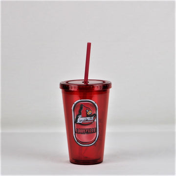 Louisville Cardinals NCAA Licensed 16oz Sip-N-Go w/ Lid and Straw Double Walled Cup