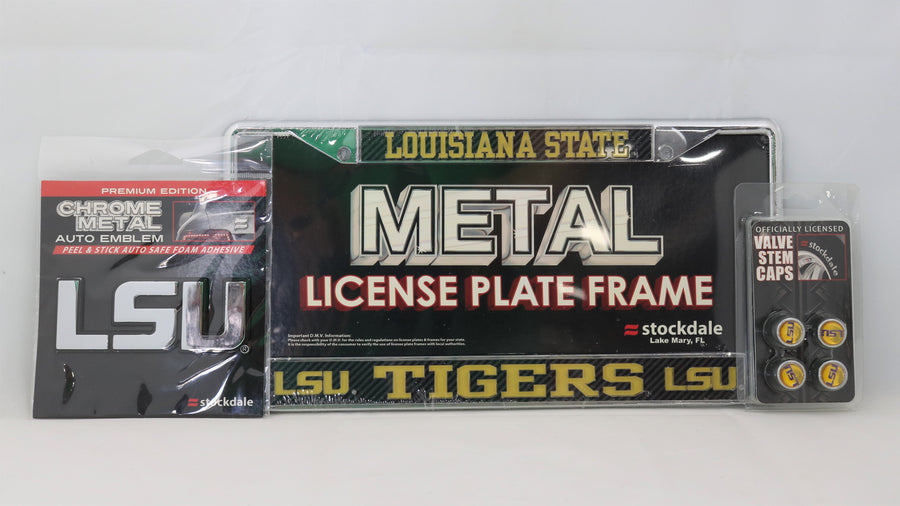Louisiana State LSU Tigers 3pc License Plate Automotive Fan Kit - jacks-good-deals