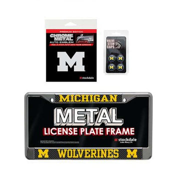 Michigan Wolverines 3pc License Plate Automotive Fan Kit - jacks-good-deals