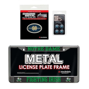 Notre Dame Fighting Irish NCAA Official 3pc License Plate Automotive Fan Kit - jacks-good-deals