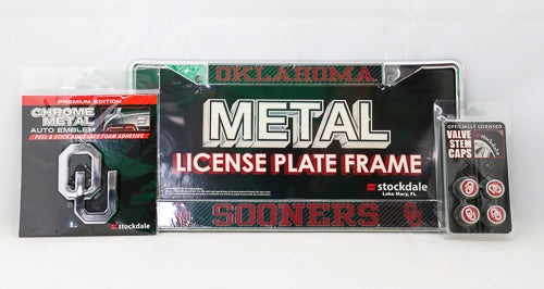 Oklahoma Sooners 3pc License Plate Automotive Fan Kit - jacks-good-deals