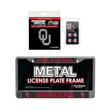 Oklahoma Sooners 3pc License Plate Automotive Fan Kit - jacks-good-deals
