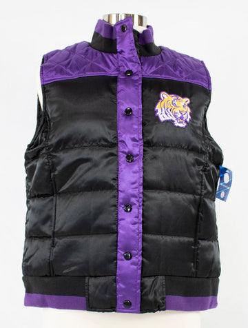 NCAA Louisiana LSU Tigers Women's Polar Puffer Vest Officially Licensed New - jacks-good-deals