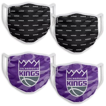 NBA Sacramento Kings ADULT SIZE Gameday Adjustable Face Mask Two 2pks (4 masks)