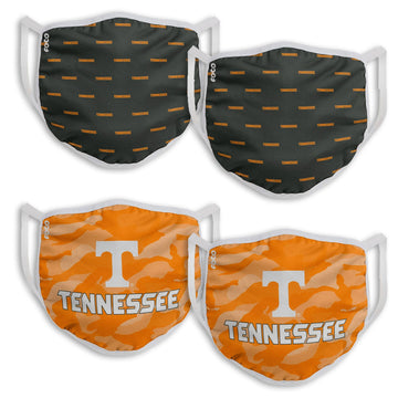 NCAA Tennessee Volunteers ADULT SIZE Game Day Adjustable Face Mask Two Packs (4 Masks)