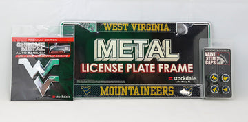 West Virginia Mountaineers NCAA Official 3pc License Plate Automotive Fan Kit - jacks-good-deals