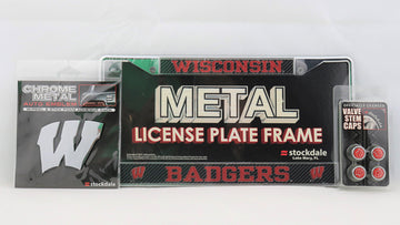 Wisconsin Badgers 3pc License Plate Automotive Fan Kit - jacks-good-deals