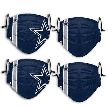 NFL Dallas Cowboys ADULT SIZE Gameday Adjustable Face Mask Two 2pks (4 masks)