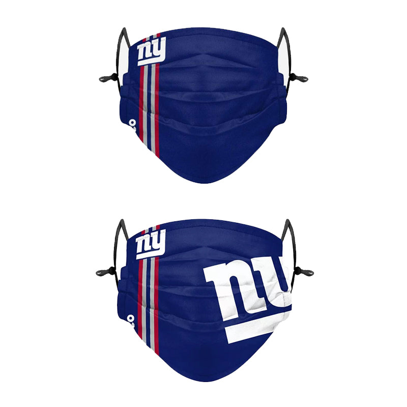 NFL New York Giants ADULT SIZE Game Day Adjustable Face Mask Two Packs (4 Masks)