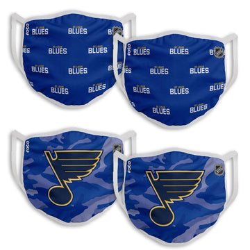 NHL St. Louis Blues YOUTH SIZE Gameday Adjustable Face Mask Two 2pks (4 masks)