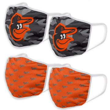 MLB Baltimore Orioles YOUTH SIZE Gameday Adjustable Face Mask Two 2pks (4 masks)