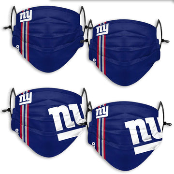 NFL New York Giants ADULT SIZE Game Day Adjustable Face Mask Two Packs (4 Masks)