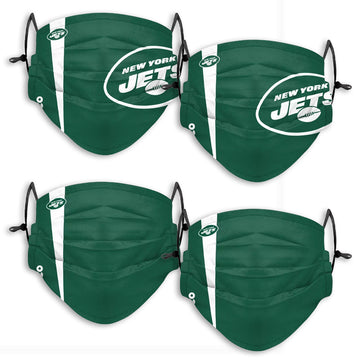 NFL New York Jets ADULT SIZE Gameday Adjustable Face Mask Two 2pks (4 masks)