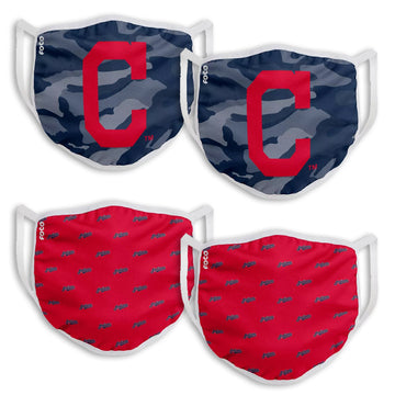 MLB Cleveland Indians YOUTH SIZE Gameday Adjustable Face Mask Two 2pks (4 masks)