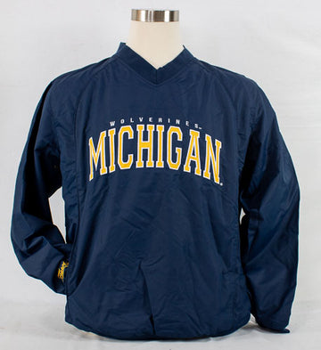 Men's Franchise Club Michigan Wolverines Trainer Coach Windshell Pullover Adult - jacks-good-deals