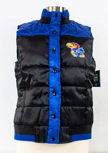 NCAA Team Kansas Jayhawks Women's Polar Puffer Vest Officially Licensed New - jacks-good-deals