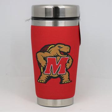 Maryland Terrapins Mugzie NCAA Stainless Steel 16oz Travel Tumbler Coffee Mug Cup