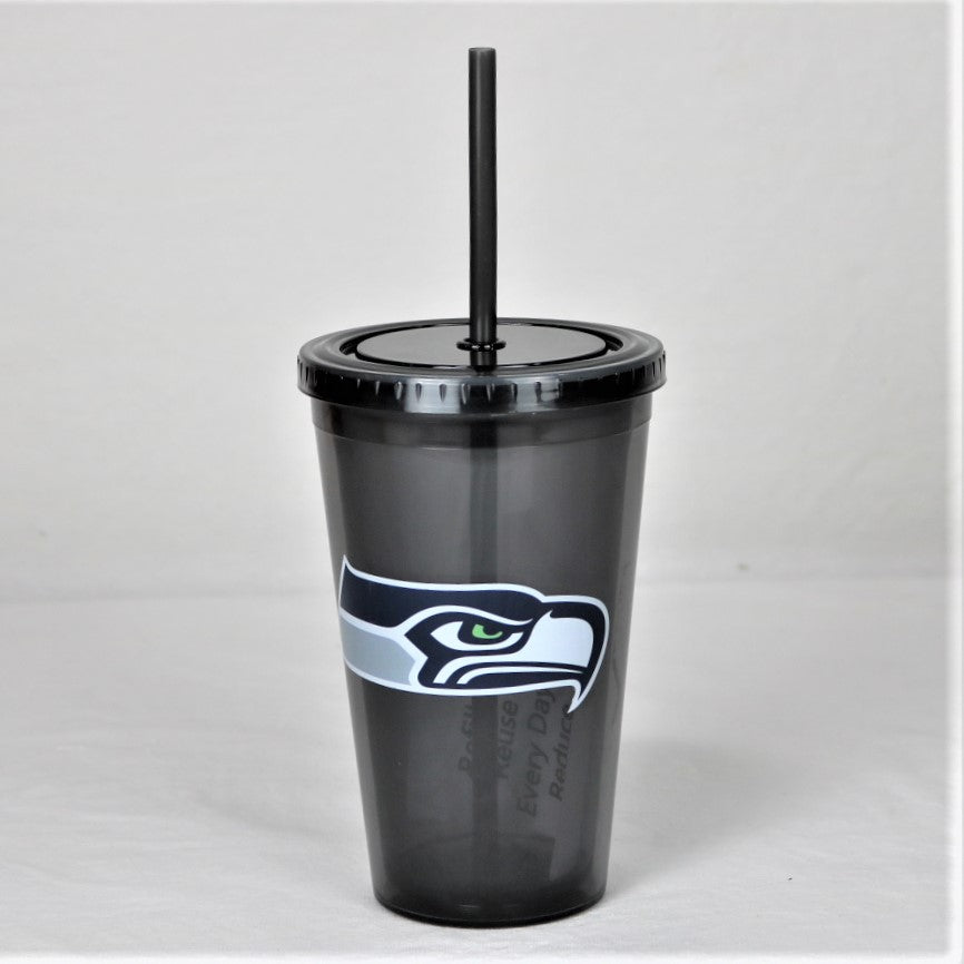 Seattle Seahawks NFL Licensed 16oz Sip-N-Go w/ Lid and Straw Double Walled Cup