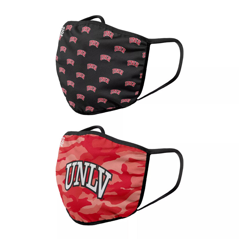 NCAA UNLV Rebels ADULT SIZE Game Day Adjustable Face Mask Two Packs (4 Masks)