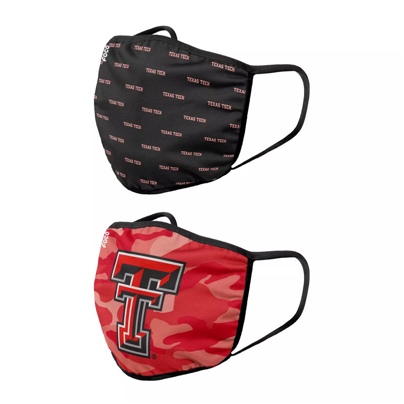 NCAA Texas Tech Red Raiders YOUTH SIZE Gameday Adjustable Face Mask Two 2pks (4 masks)