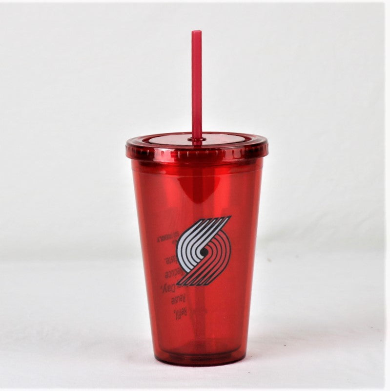 Portland Trail Blazers NBA Licensed 16oz Sip-N-Go w/ Lid and Straw Double Walled Cup