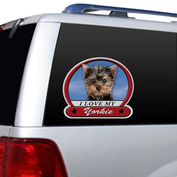 I Love My Yorkie Picture Large Window Film Decal Sticker